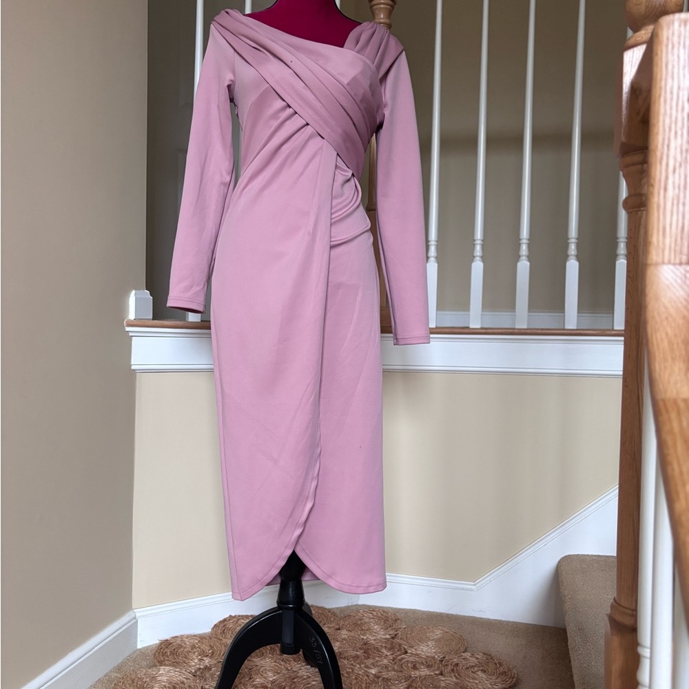 Elegant Pink Wrap Dress